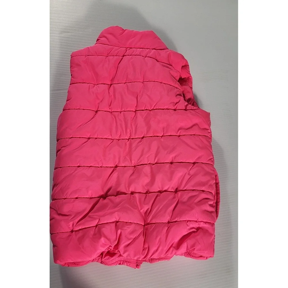 Puma Girls Puffer Vest Sleeveless Padded Quilted Hot Pink Girls Size S 7/8
